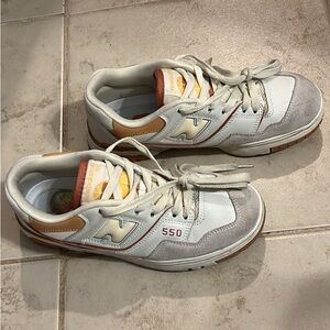 New Balance 550 Cream and Orange Sneakers